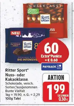 E-Center Ritter sport nuss- oder kakaoklasse Angebot