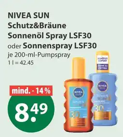 V Markt Nivea sun schutz&bräune sonnenöl spray lsf30 Angebot