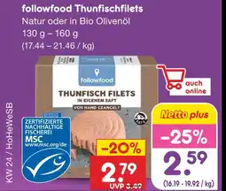 Netto Marken-Discount Followfood thunfischfilets natur Angebot