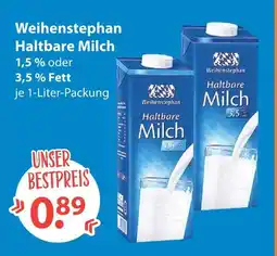 V Markt Weihenstephan haltbare milch 1,5 % fett Angebot