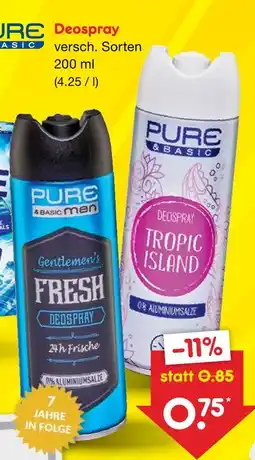 Netto Marken-Discount Pure & basic deospray Angebot