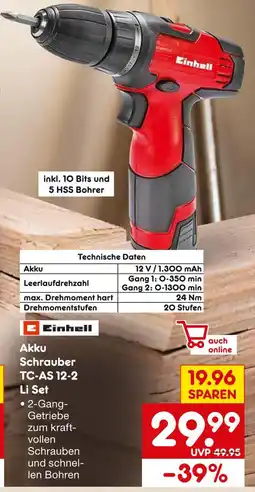 Netto Marken-Discount Einhell akku schrauber tc-as 12-2 li set Angebot