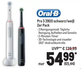 METRO Oral-B Pro 3 3900 schwarz/weiß 2er Pack Angebot