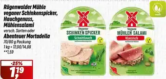Simmel Rügenwalder Mühle veganer Schinkenspicker, Hauchgenuss, Mühlensalami oder Abenteuer Mortadella Angebot