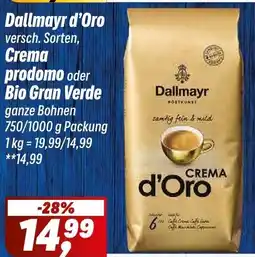 Simmel Dallmayr d'Oro, Crema prodomo oder Bio Gran Verde Angebot