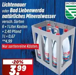 Simmel Lichtenauer oder Bad Liebenwerda natürliches Mineralwasser Angebot