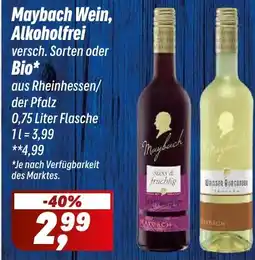 Simmel Maybach Wein, Alkoholfrei oder Bio Angebot
