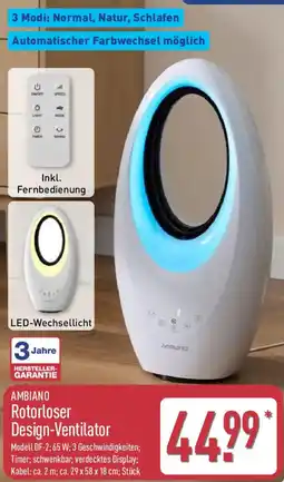 Aldi Nord AMBIANO Rotorloser Design-Ventilator Angebot