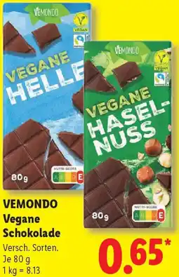 Lidl VEMONDO Vegane Schokolade Angebot