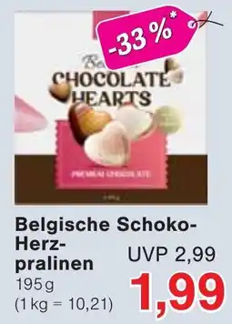 Wiglo Wunderland Belgische Schoko Herzpralinen Angebot
