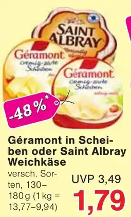 Wiglo Wunderland Géramont in Scheiben oder Saint Albray Weichkäse Angebot