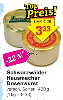 Wiglo Wunderland Schwarzwälder Hausmacher Dosenwurst Angebot