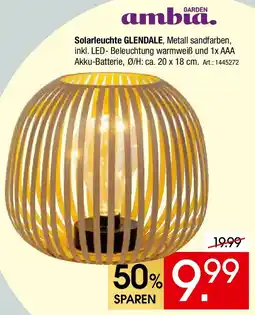 Zurbrüggen GARDEN Ambia Solarleuchte GLENDALE Angebot