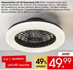 Zurbrüggen Deckenventilator mit LED-Beleuchtung STAR Angebot