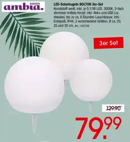 Zurbrüggen GARDEN Ambia LED-Solarkugeln BOLTON 3er-Set Angebot