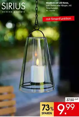 Zurbrüggen SIRIUS Windlicht mit LED Kerze Angebot