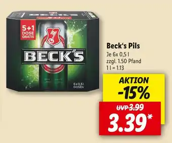 Lidl Beck‘s pils Angebot