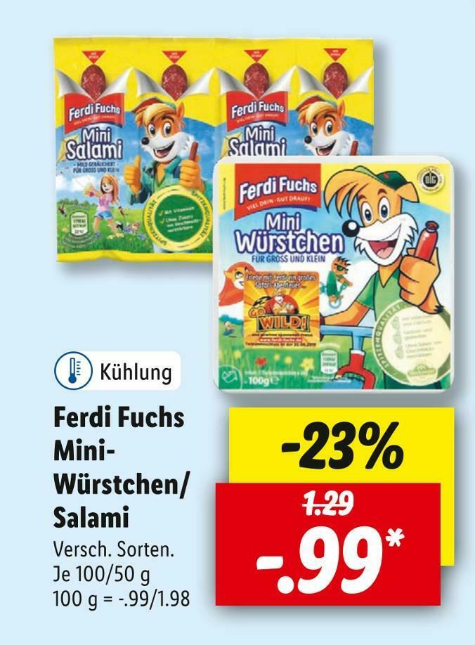 Ferdi fuchs miniwürstchen/salami Angebot bei Lidl
