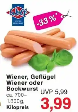 Jawoll Wiener, Geflügel Wiener oder Bockwurst Angebot