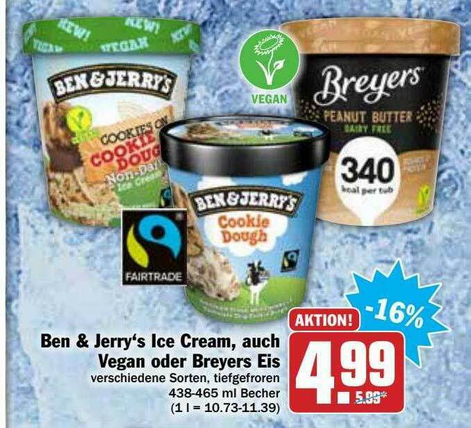 Ben & Jerry's Ice Cream, Auch Vegan Oder Breyers Eis Angebot bei Hit