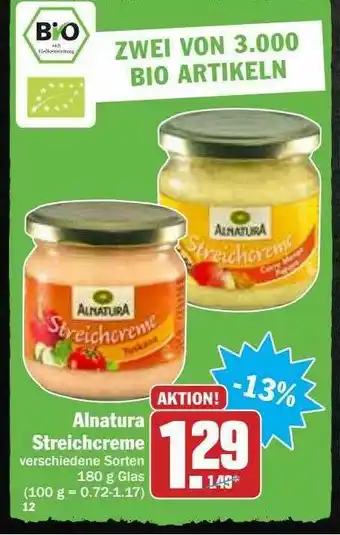 Hit Alnatura Streichcreme Angebot