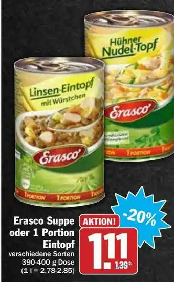 Hit Erasco Suppe Oder Portion Eintopf Angebot