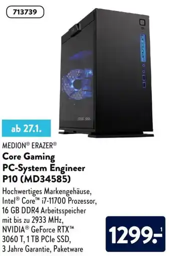 Aldi Nord Medion Erazer Core Gaming PC System Engineer P10 (MD34585) Angebot