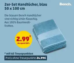 PENNY Bench Zer-Set Handtücher, blau 50x100 cm Angebot
