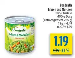 diska Bonduelle Erbsen und Mörchen Angebot