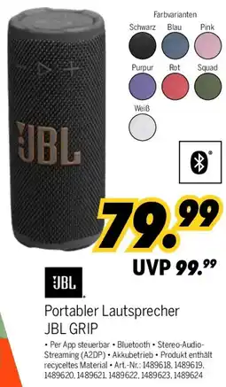 MEDIMAX Portabler Lautsprecher JBL GRIP Angebot