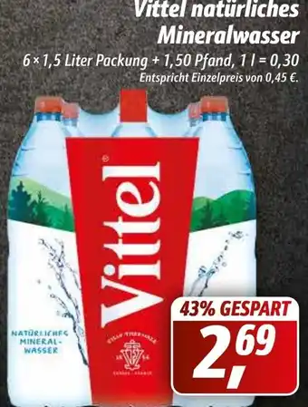 Simmel Vittel Natürliches Mineralwasser 6 x 1.5 Liter Packung + 1.50 Pfand Angebot