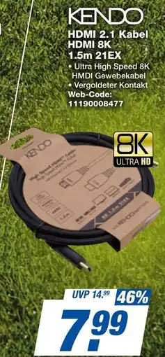 expert Techno Land KENDO HDMI 2.1 Kabel HDMI 8K 1.5m 21EX Angebot