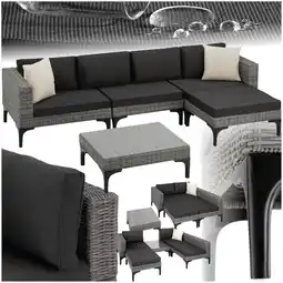 Netto Marken-Discount tectake Rattan Lounge, mit Aluminiumgestell, wetterfest und UV-beständig, mit Sicherheitsglasplatte Angebot