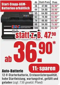 B1 Discount Baumarkt Auto-Batterie Angebot