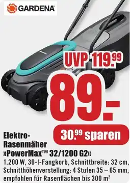 B1 Discount Baumarkt GARDENA Elektro Rasenmäher PowerMax 32/1200 G2 Angebot