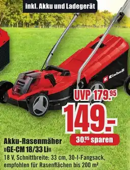 B1 Discount Baumarkt Einhell Akku-Rasenmäher GE-CM 18/33 Li Angebot