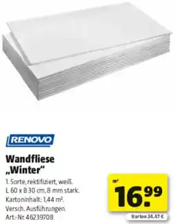 Hagebau RENOVO Wandfliese ,,Winter" Angebot