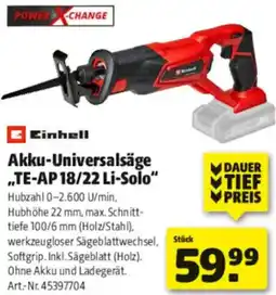 Hagebau Einhell Akku-Universalsäge „TE-AP 18/22 Li-Solo" Angebot