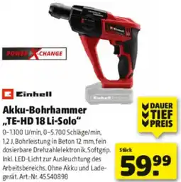Hagebau Einhell Akku-Bohrhammer ,,TE-HD 18 Li-Solo" Angebot