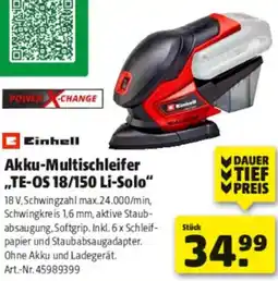 Hagebau Einhell Akku-Multischleifer ,,TE-OS 18/150 Li-Solo" Angebot
