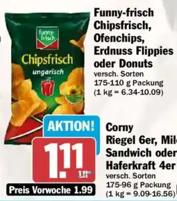 AEZ Funny-frisch Chipsfrisch, Ofenchips, Erdnuss Flippies oder Donuts Angebot