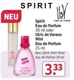 Rossmann Spirit Eau de Parfum 30 ml oder Ulric de Varens Mini Eau de Parfum 25 ml Angebot