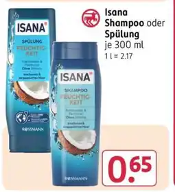 Rossmann Isana Shampoo oder Spülung Angebot