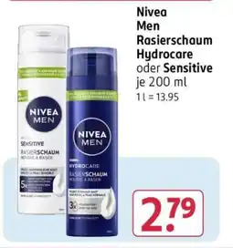 Rossmann Nivea Men Rasierschaum Hydrocare oder Sensitive Angebot