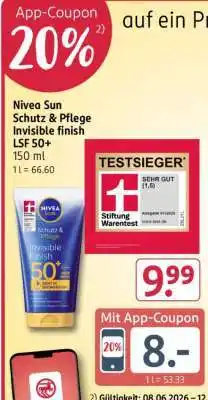 Rossmann Nivea Sun Schutz & Pflege Invisible finish LSF 50+ Angebot