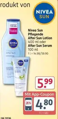 Rossmann Nivea Sun Pflegende After Sun Lotion 400 ml oder After Sun Serum 100 ml Angebot
