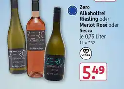 Rossmann Zero Alkoholfrei Riesling oder Merlot Rosé oder Secco Angebot