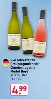 Rossmann Vier Jahreszeiten Grauburgunder oder Chardonnay oder Merlot Rosé Angebot