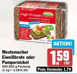 AEZ Mestemacher Eiweißbrote oder Pumpernickel Angebot