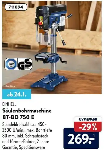 Aldi Nord Einhell Säulenbohrmaschine BT-BD 750 E Angebot